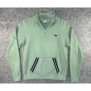 Victorias Secret PINK Quarter Zip Pullover Jacket Women's Size XS Green Dog Logo